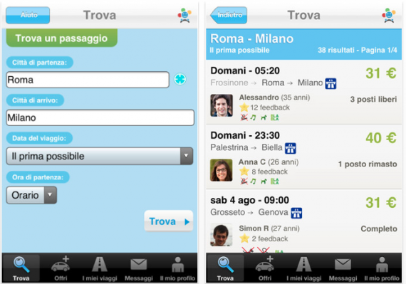 BlaBlaCar lancia la prima app di social travel in Italia