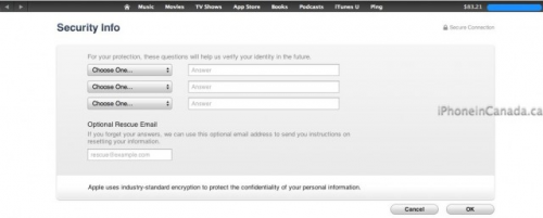 Apple migliora la sicurezza degli account con tre domande ed un indirizzo email di recupero