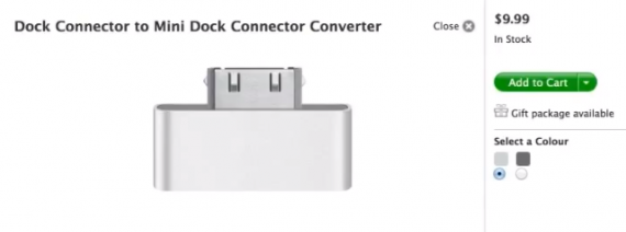 Uno screenshot dell’Apple Online Store mostra un adattatore Dock-Mini Dock per il prossimo iPhone? [AGGIORNATO]