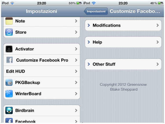 Customize Facebook Pro, il tweak per personalizzare l’applicazione Facebook 5.0 su iPhone – Cydia