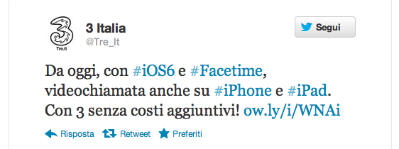 H3G: FaceTime in rete 3G compresa nel bundle dati!