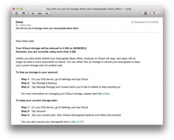 Apple ricorda agli utenti MobileMe che lo spazio gratuito di 25GB scade il 30 settembre