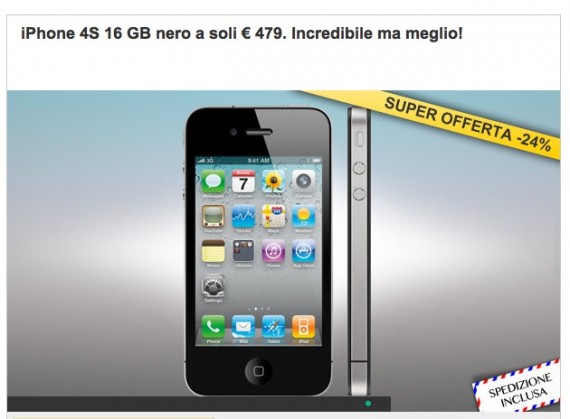 Offerta Glamoo: iPhone 4S da 16GB al prezzo di 479€