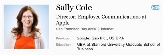 Apple assume Sally Cole per la gestione delle comunicazioni tra i dipendenti