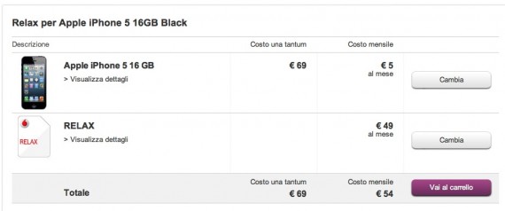 Vodafone RELAX, il primo piano tariffario per iPhone 5: telefono al costo di 5€ in più al mese!