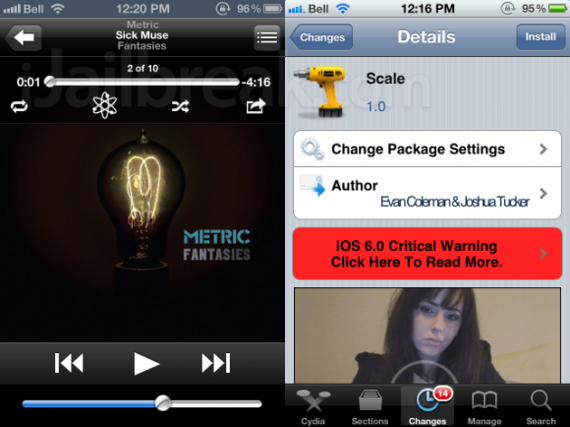 Scale, condividi i brani in ascolto tramite l’app Musica in modo nativo – Cydia