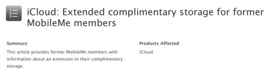 Apple estende lo storage gratuito in iCloud per gli utenti MobileMe fino al 30 settembre 2013