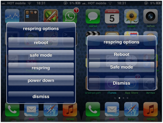 Respring Options, tante opzioni per il respring e lo spegnimento dell’iPhone – Cydia