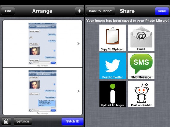 Condividi le tue conversazioni iPhone preferite con gli amici utilizzando Stitch It!