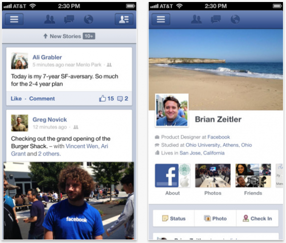 Facebook aggiorna nuovamente la propria applicazione per iOS