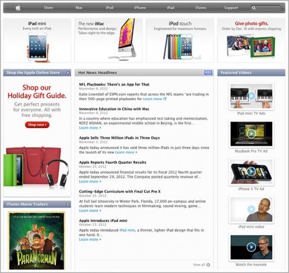 Apple introduce nuovamente la “start page” su Apple.com