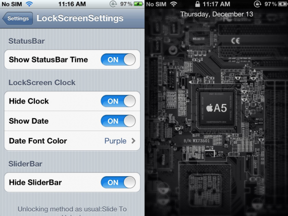 LockScreen Settings, modifichiamo l’aspetto degli elementi della lockscreen – Cydia