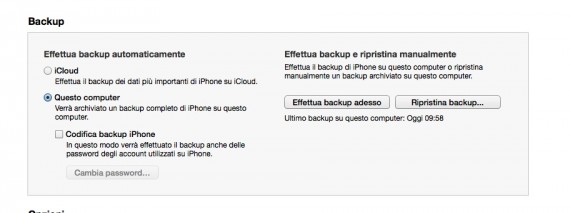 Come funziona il backup dell’iPhone su iTunes 11