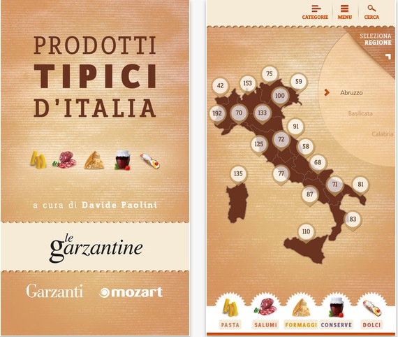 Prodotti tipici d’Italia, la nuova app di Garzanti Libri dedicata alla gastronomia italiana