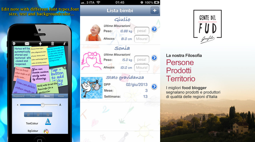 iPhoneItalia Quick Review: Sticky Notes, iBimbi e Gente del Fud