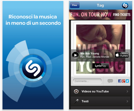 Shazam si aggiorna con una nuova interfaccia la ricerca in “I miei tag”