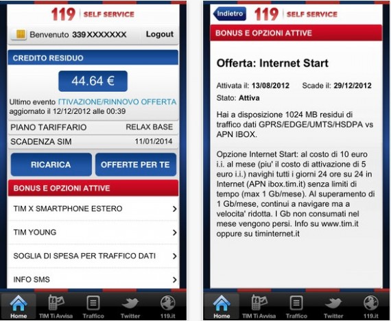 Telecom Italia aggiorna l’app 119 Self Service: ora puoi ricaricare le prepagate tramite carta di credito e iPhone
