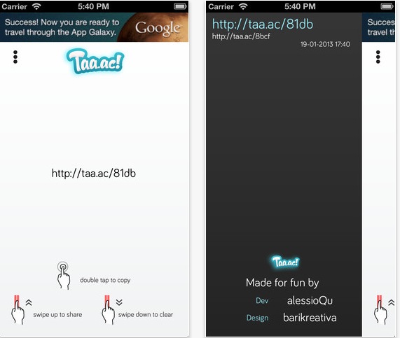 Taa.ac, un nuovo URL shortener per iPhone