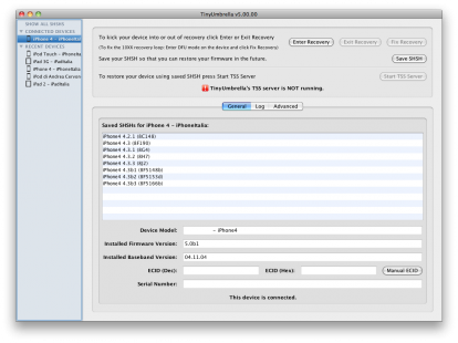 TinyUmbrella si aggiorna per supportare il salvataggio degli SHSH su iOS 6.1