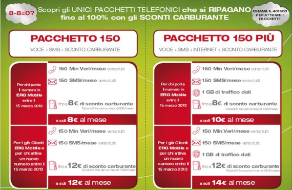 TotalErg lancia i nuovi pacchetti telefonici: chiamate, SMS, Internet e sconti carburante