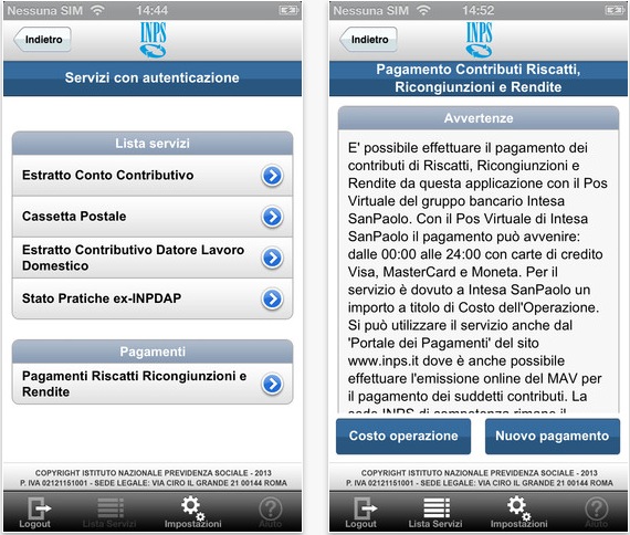 INPS Servizi Mobile abilita i pagamenti tramite iPhone