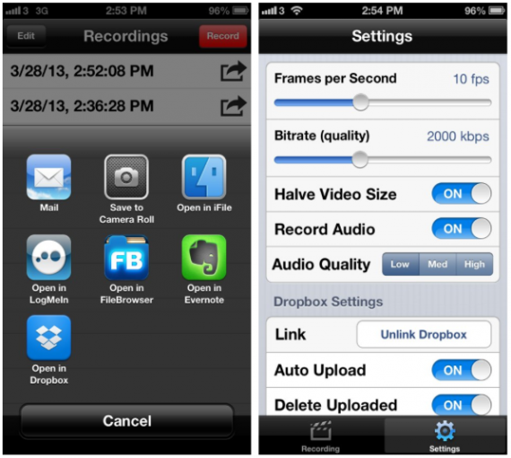 Ecco un nuovo programma per registrare lo schermo dell’iPhone: Black Box Recorder – Cydia