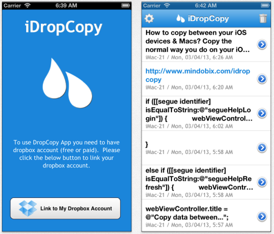 Condividi i tuoi appunti su iOS e Mac con iDropCopy e Dropbox