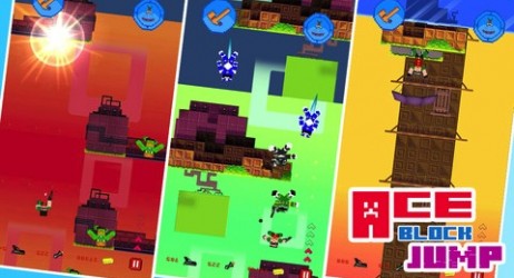 Ace Block Jump: Robin che insegue Blanka nel mondo di Fez con una grafica da Minecraft