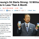 Fortune: 10 milioni di Galaxy S4 spediti in 28 giorni sono un record, 5 milioni di iPhone 5 venduti in 3 giorni sono un flop