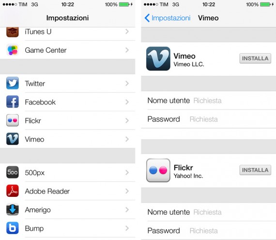 Flicker Vimeo iOS 7 iPhone