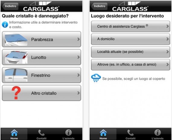Carglass, l’app per scoprire il tipo di danno al parabrezza dell’auto