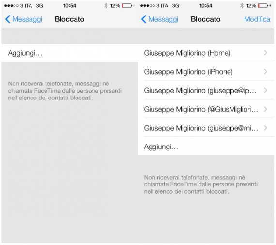 iOS 7 permette di bloccare messaggi, chiamate e FaceTime in ingresso