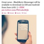 BlackBerry Messenger arriverà su iOS il 27 giugno