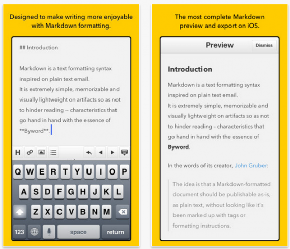 Byword, il noto text editor per iOS, si aggiorna con alcune novità