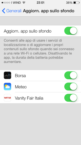 iOS 7 aggiorna le app in modo intelligente