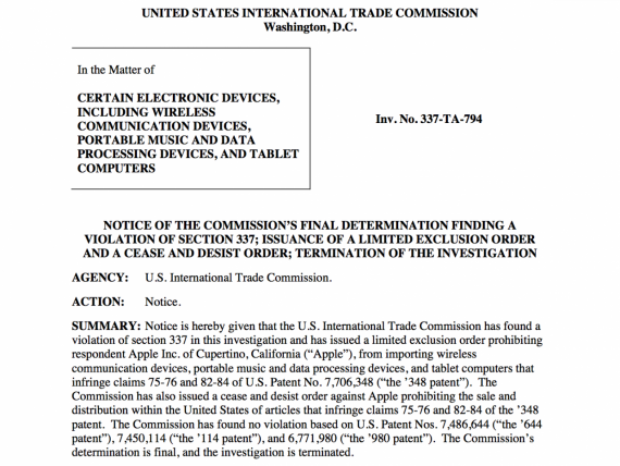 ITC: Apple viola un brevetto Samsung. Possibile blocco sulla vendita di iPhone ed iPad di vecchia generazione