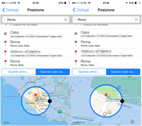 Promemoria di iOS 7 permette di scegliere il raggio di attivazione per i promemoria geolocalizzati