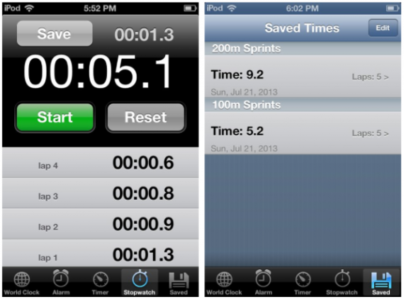 Stopwatch Pro aggiunge la cronologia dei tempi su giro in Orologio – Cydia