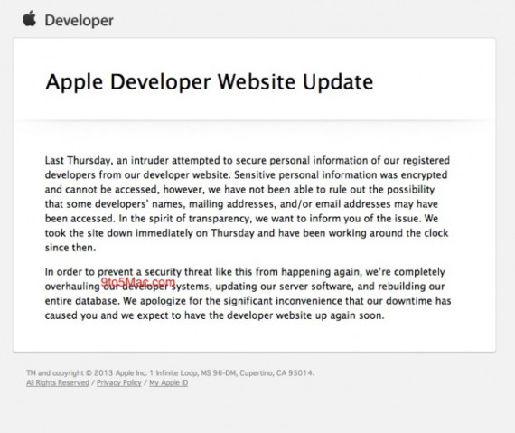 Il Dev Center di Apple offline dopo un attacco hacker!