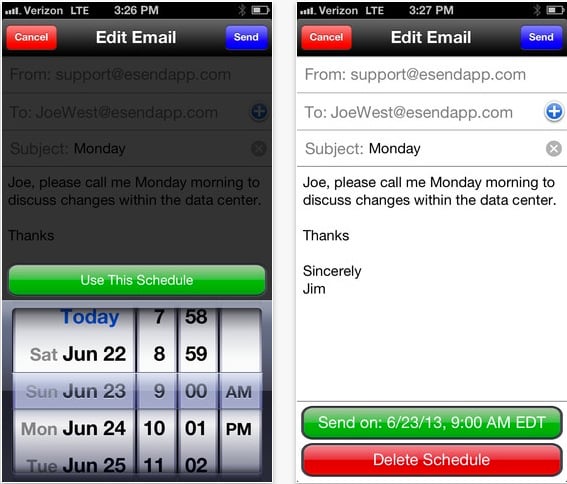 Come programmare l’invio di una e-mail da iPhone con l’app eSend