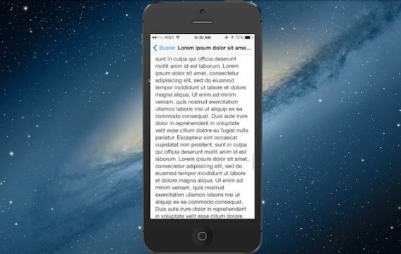 iOS 7 mostra i messaggi troppo lunghi in una modalità a schermo intero