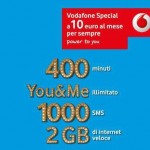 Da domani arriva Vodafone Special, con 400 minuti, 1000 SMS e 2GB di traffico internet