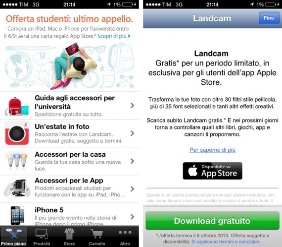 La nuova applicazione gratuita offerta da Apple è Landcam