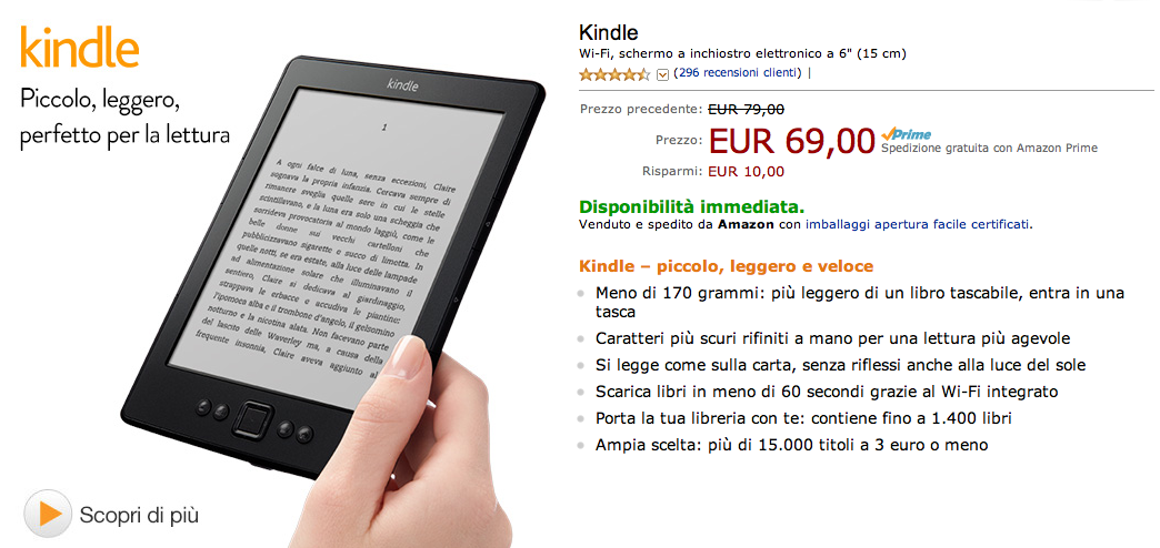 Grabar novato blusa Offerta lampo: Kindle di Amazon, il dispositivo preferito per leggere libri  digitali, ora in offerta a soli 69€! - iPhone Italia