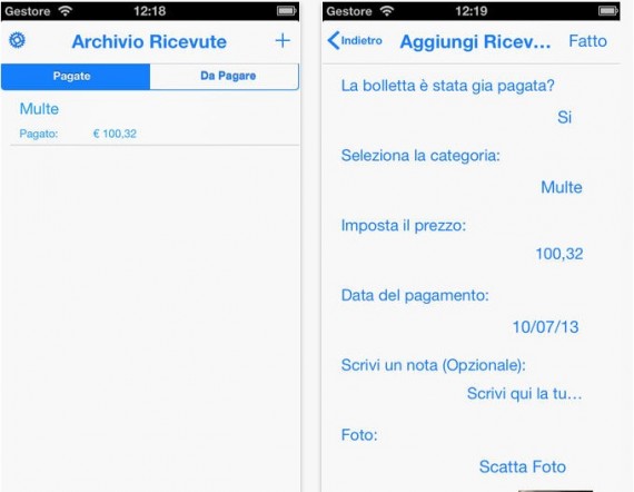 Archivio Ricevute, l’app per organizzare scontrini e bollette