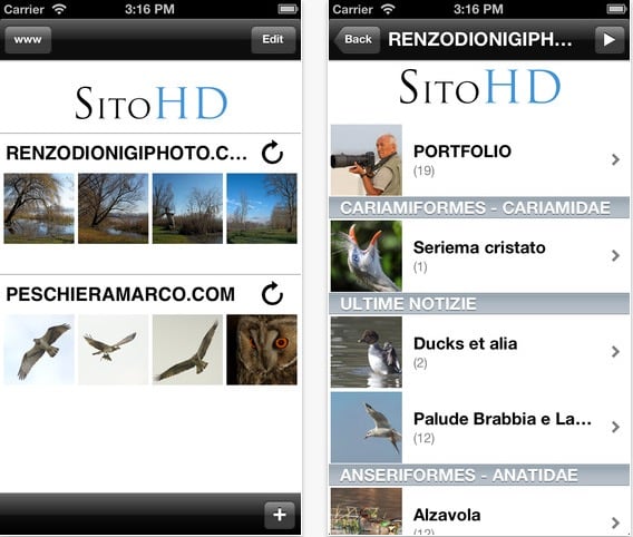 SitoHD: app ufficiale della piattaforma che consente di creare il tuo sito fotografico