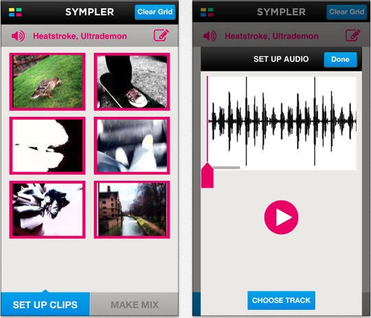 Mixare particolari video musicali su iPhone con Sympler
