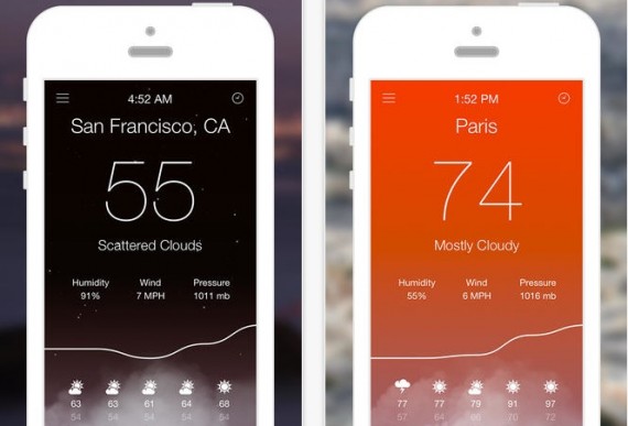 In attesa di iOS 7 ecco Aero, la più bella app di previsioni meteo per iPhone