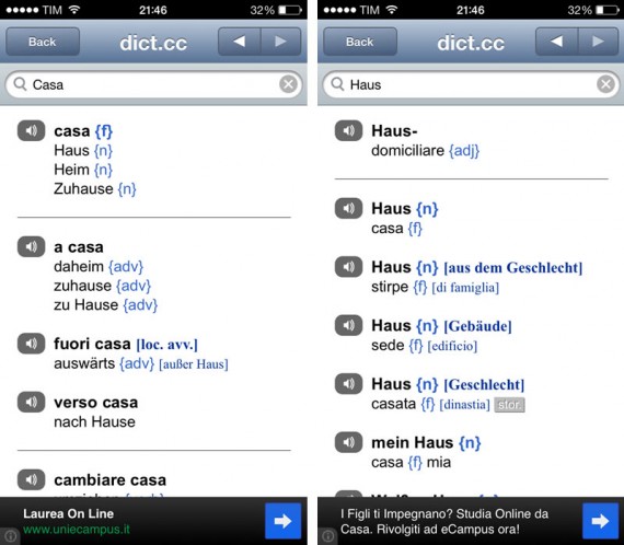dict.cc+ Wörterbuch iPhone pic0