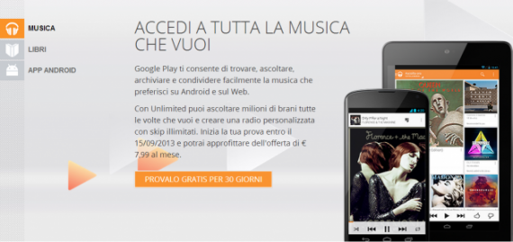 google play music all accesse italia